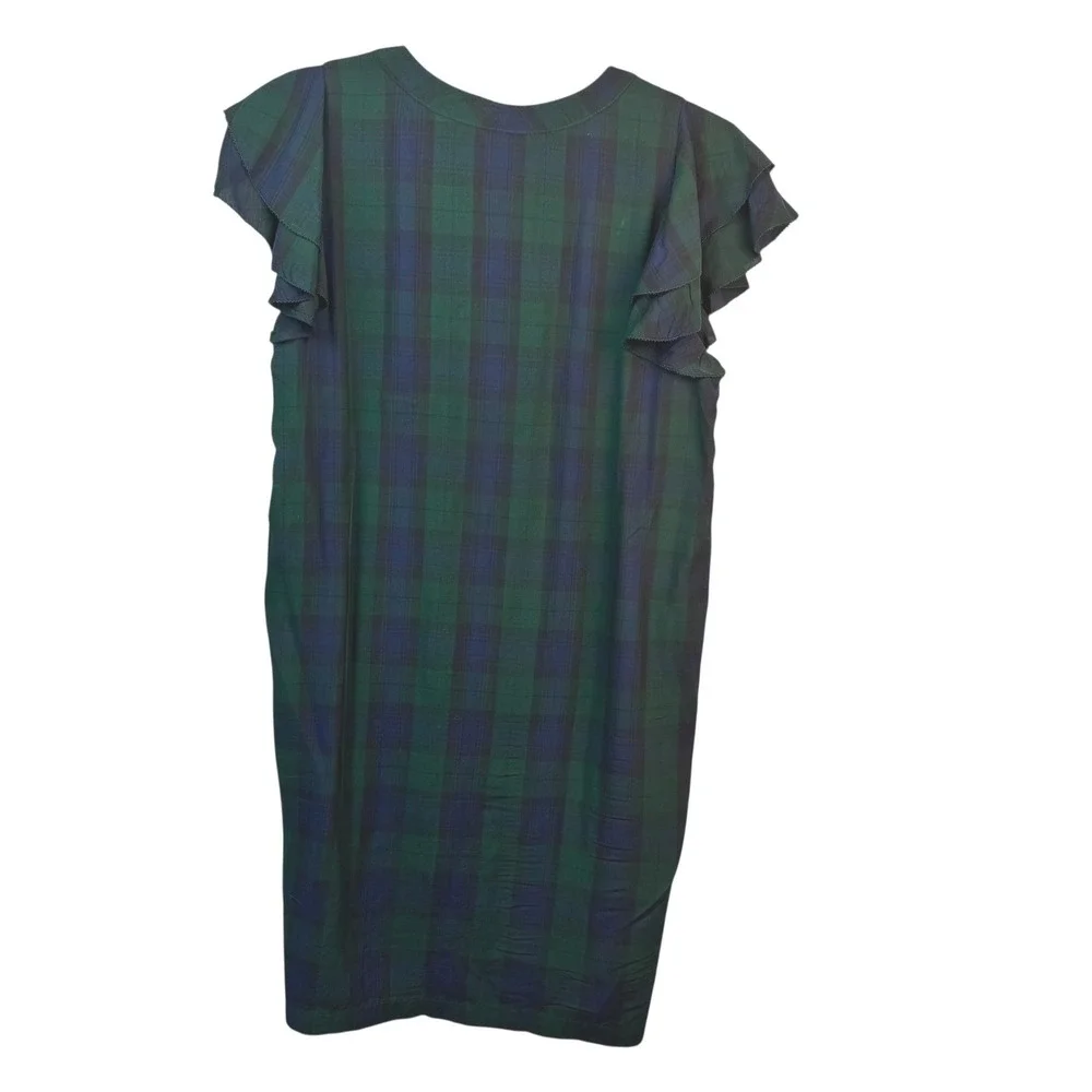 Vineyard Vines Dress Womens‎ Small Blackwatch Plaid Flutter Sleeve Tie Neck